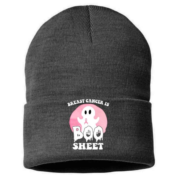 Breast Cancer Is Boo Sheet Funny Ghost Sustainable Knit Beanie