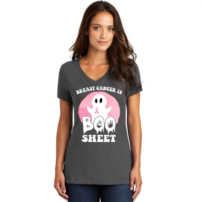 Breast Cancer Is Boo Sheet Funny Ghost Women's V-Neck T-Shirt