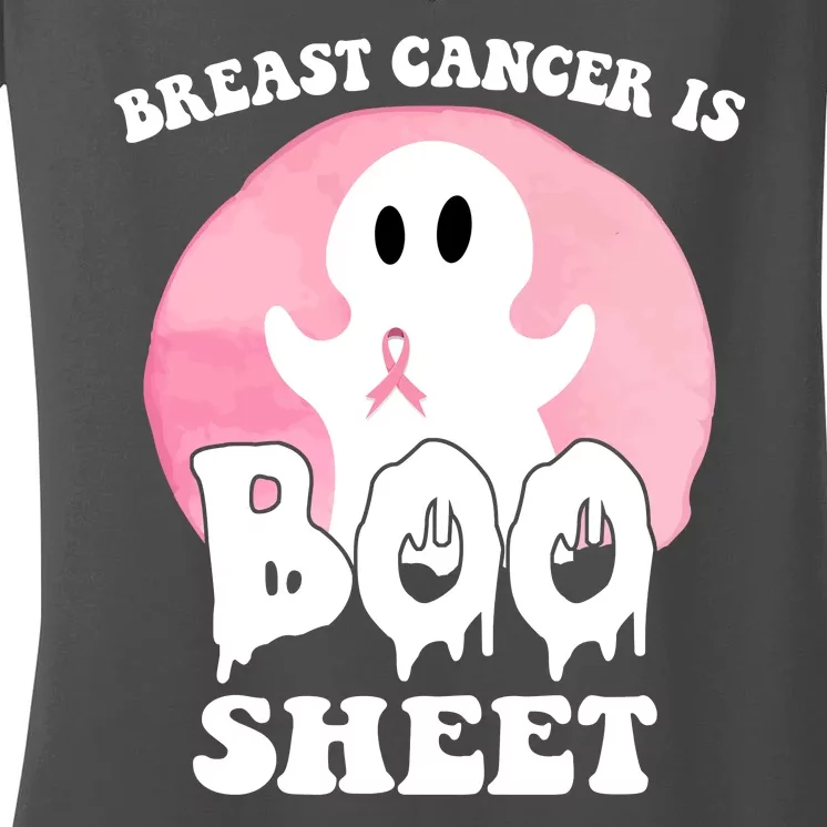 Breast Cancer Is Boo Sheet Funny Ghost Women's V-Neck T-Shirt