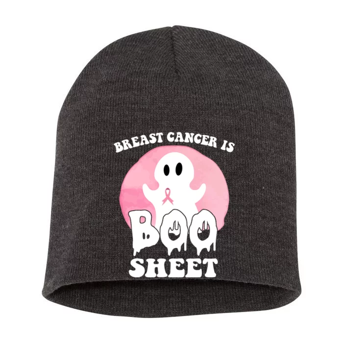 Breast Cancer Is Boo Sheet Funny Ghost Short Acrylic Beanie