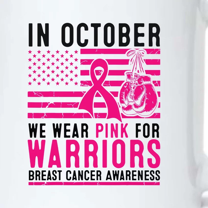 Breast Cancer In October Wear Pink Support Warrior American Flag Awareness Gift Black Color Changing Mug