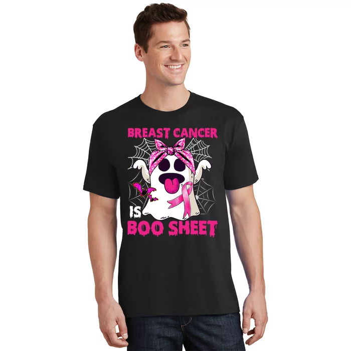 Breast Cancer Is Boo Sheet Halloween Funny Ghost Pink Ribbon T-Shirt