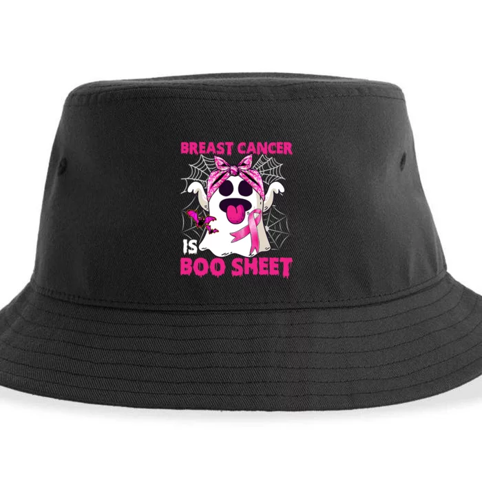 Breast Cancer Is Boo Sheet Halloween Funny Ghost Pink Ribbon Sustainable Bucket Hat