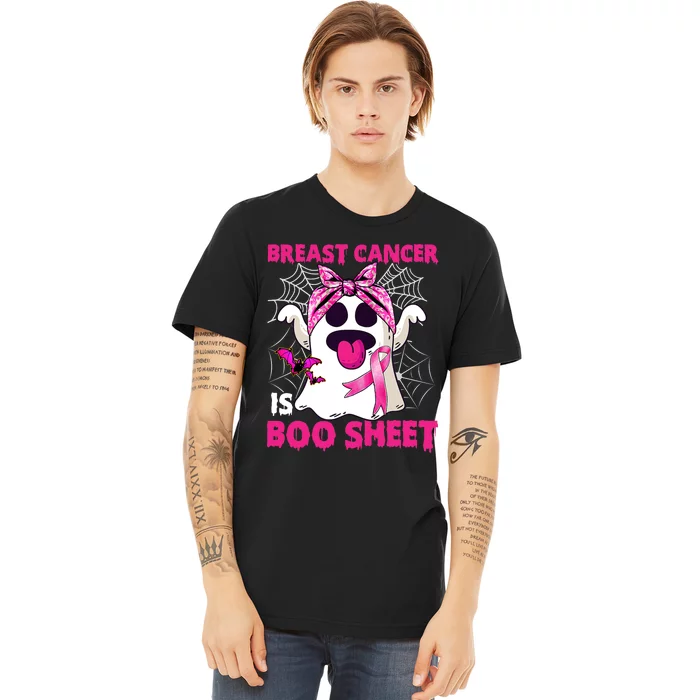 Breast Cancer Is Boo Sheet Halloween Funny Ghost Pink Ribbon Premium T-Shirt