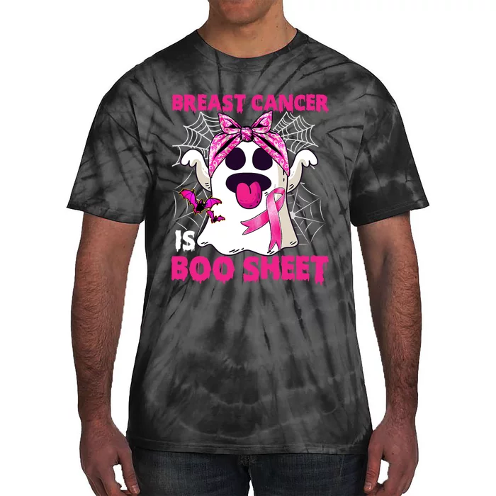 Breast Cancer Is Boo Sheet Halloween Funny Ghost Pink Ribbon Tie-Dye T-Shirt