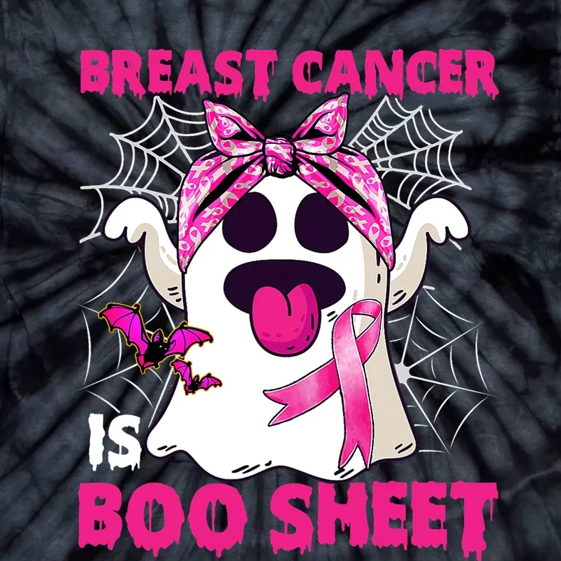 Breast Cancer Is Boo Sheet Halloween Funny Ghost Pink Ribbon Tie-Dye T-Shirt