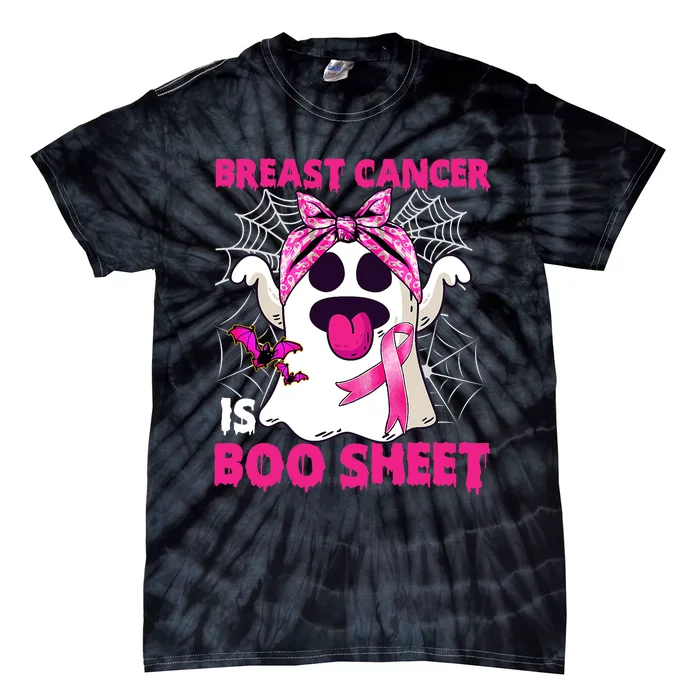 Breast Cancer Is Boo Sheet Halloween Funny Ghost Pink Ribbon Tie-Dye T-Shirt