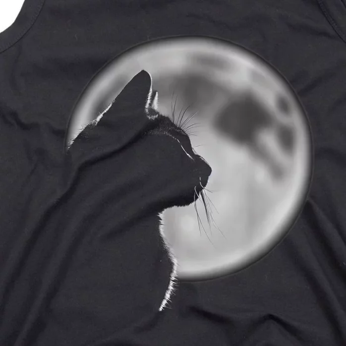 Black Cat In Front Of The Full Moon Tank Top