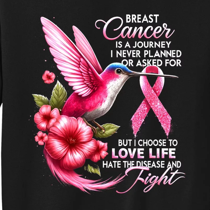 Breast Cancer Is A Journey I Never Planned Cancer Warrior Gift Tall Sweatshirt