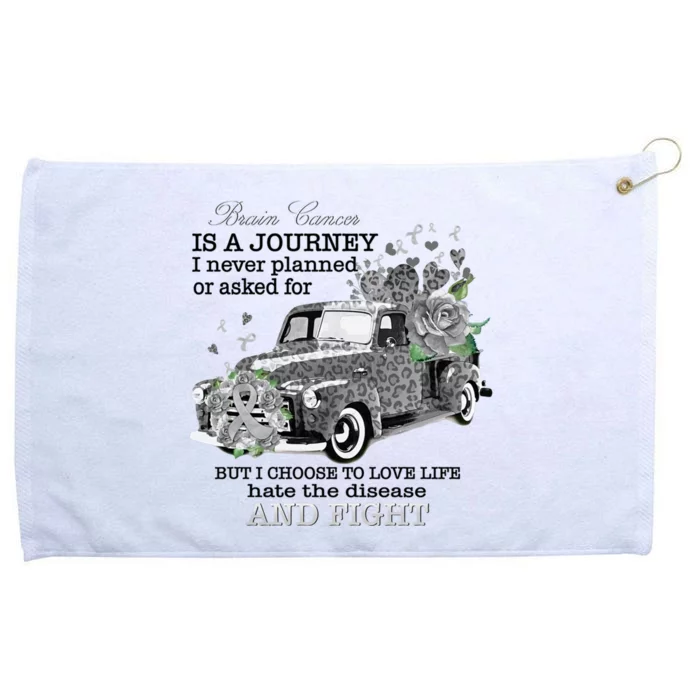 Brain Cancer Is A Journey Brain Cancer Awareness Great Gift Grommeted Golf Towel