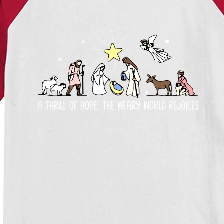 Birthday Christmas Jesus Thrill Of Hope Weary World Rejoices Gift Kids Colorblock Raglan Jersey