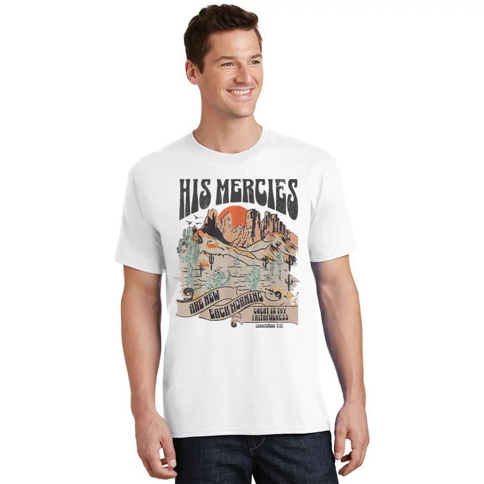 Boho Christian Jesus Faith Based His Mercies Are New T-Shirt