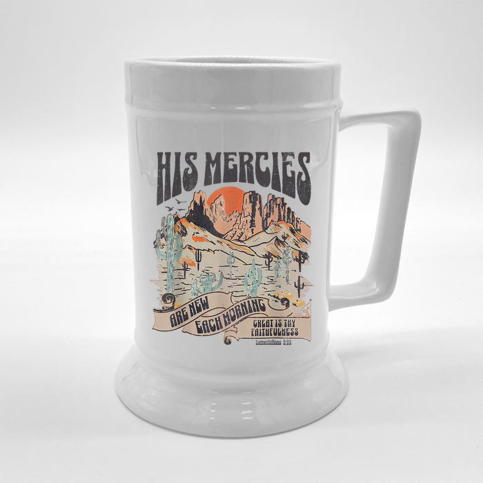 Boho Christian Jesus Faith Based His Mercies Are New Front & Back Beer Stein