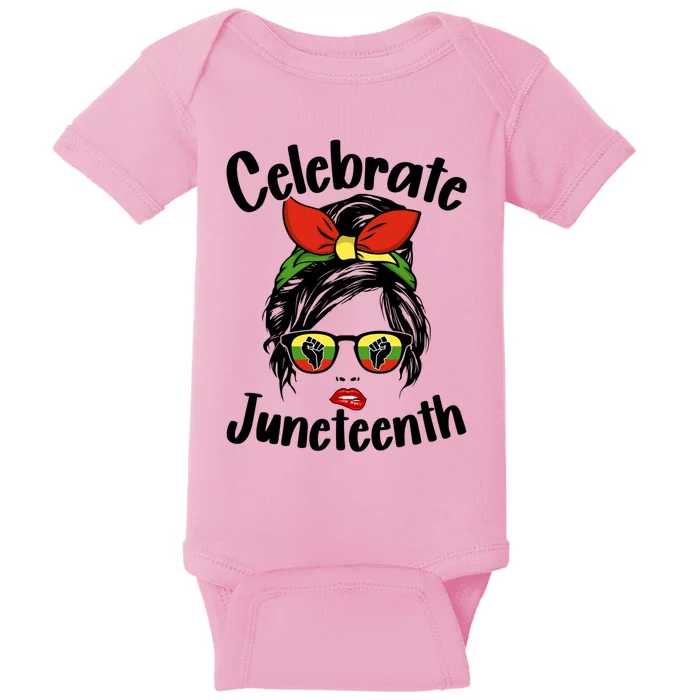 Black Celebrate Juneteenth Messy Bun Indepedence Day Gift Baby Bodysuit