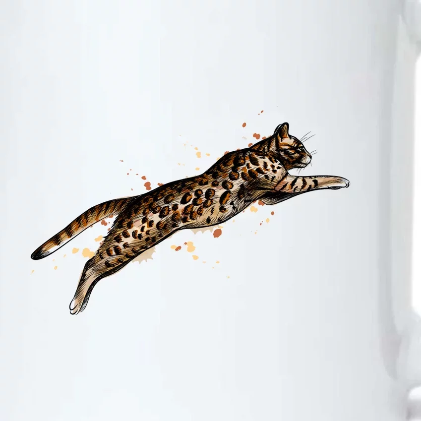 Bengal Cat Jumping From A Splash Black Color Changing Mug