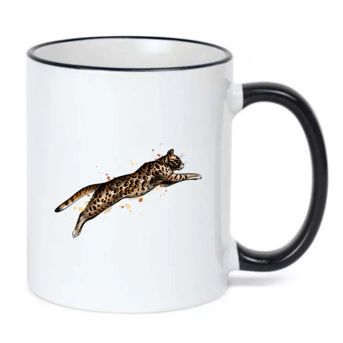 Bengal Cat Jumping From A Splash Black Color Changing Mug