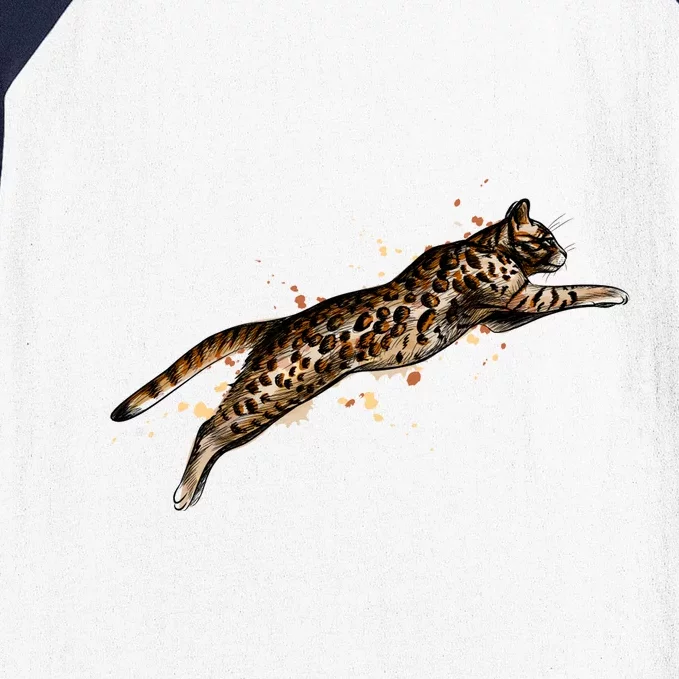 Bengal Cat Jumping From A Splash Baseball Sleeve Shirt