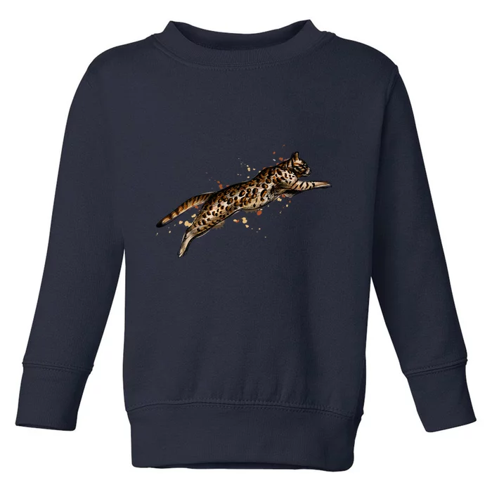 Bengal Cat Jumping From A Splash Toddler Sweatshirt