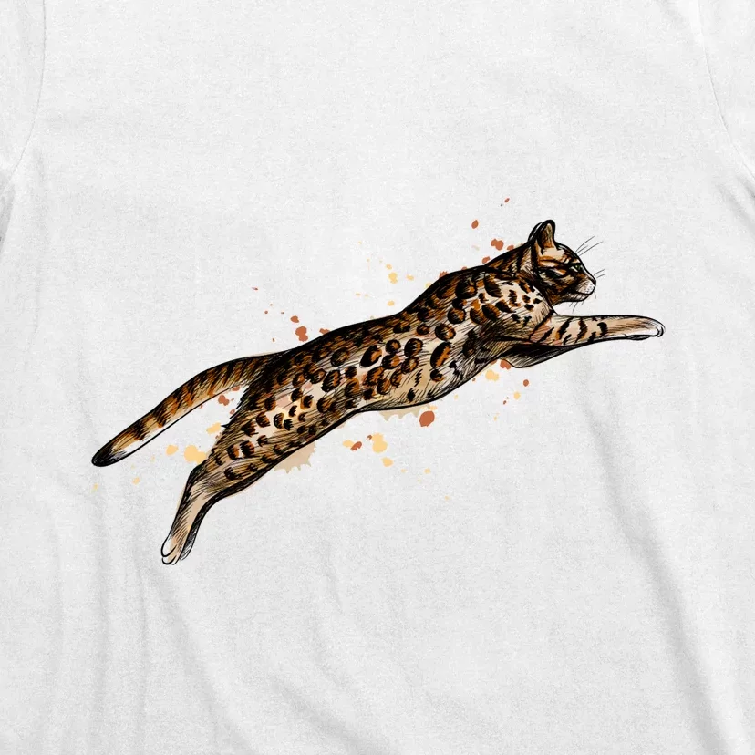 Bengal Cat Jumping From A Splash T-Shirt