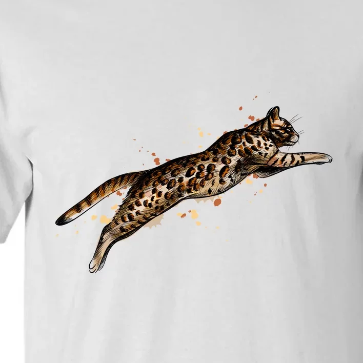 Bengal Cat Jumping From A Splash Tall T-Shirt