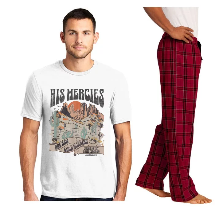 Boho Christian Jesus Apparel Faith Based His Mercies Are New Pajama Set