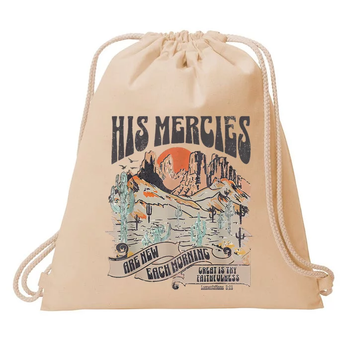 Boho Christian Jesus Faith Based His Mercies Are New Drawstring Bag