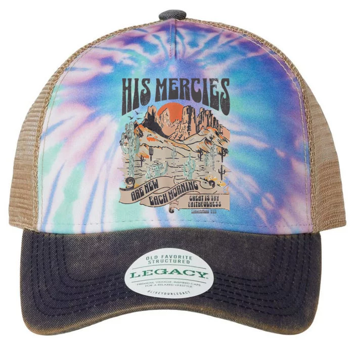 Boho Christian Jesus Faith Based His Mercies Are New Legacy Tie Dye Trucker Hat