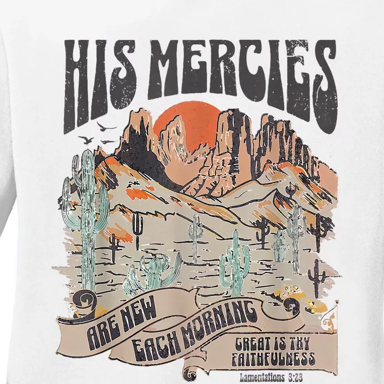 Boho Christian Jesus Faith Based His Mercies Are New Ladies Long Sleeve Shirt