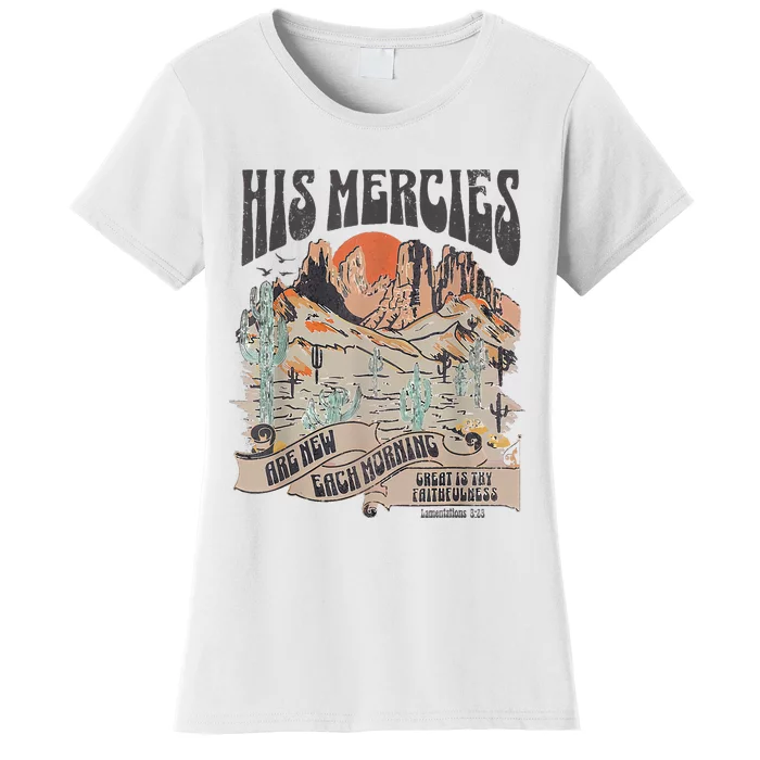 Boho Christian Jesus Faith Based His Mercies Are New Women's T-Shirt