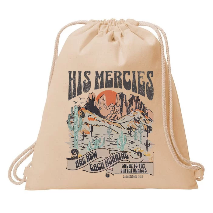 Boho Christian Jesus Apparel Faith Based His Mercies Are New Drawstring Bag