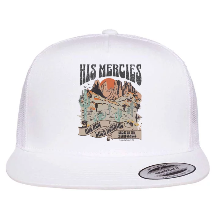 Boho Christian Jesus Apparel Faith Based His Mercies Are New Flat Bill Trucker Hat