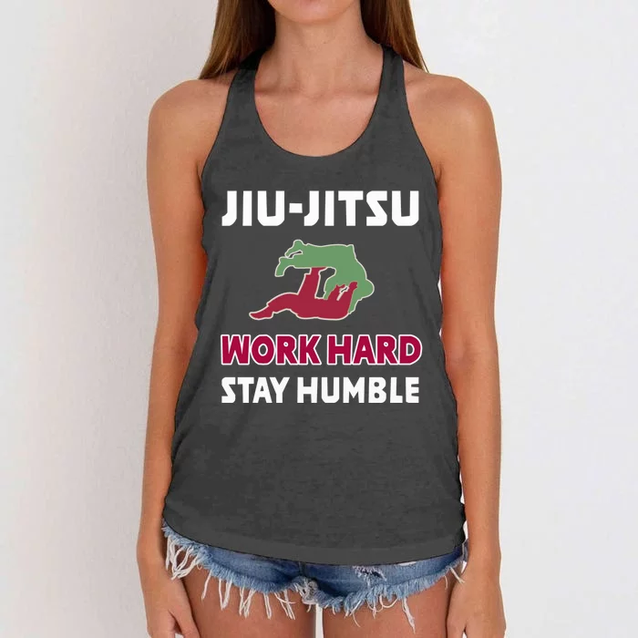 Best Classic Jiu Jitsu Gift Work Hard Stay Humble Meaningful Gift Women's Knotted Racerback Tank