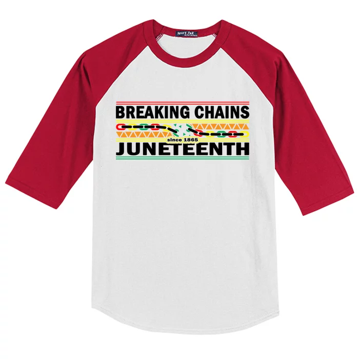 Breaking Chains Juneteenth Cute Gift Happy Holiday Celebrate Blm Gift Kids Colorblock Raglan Jersey