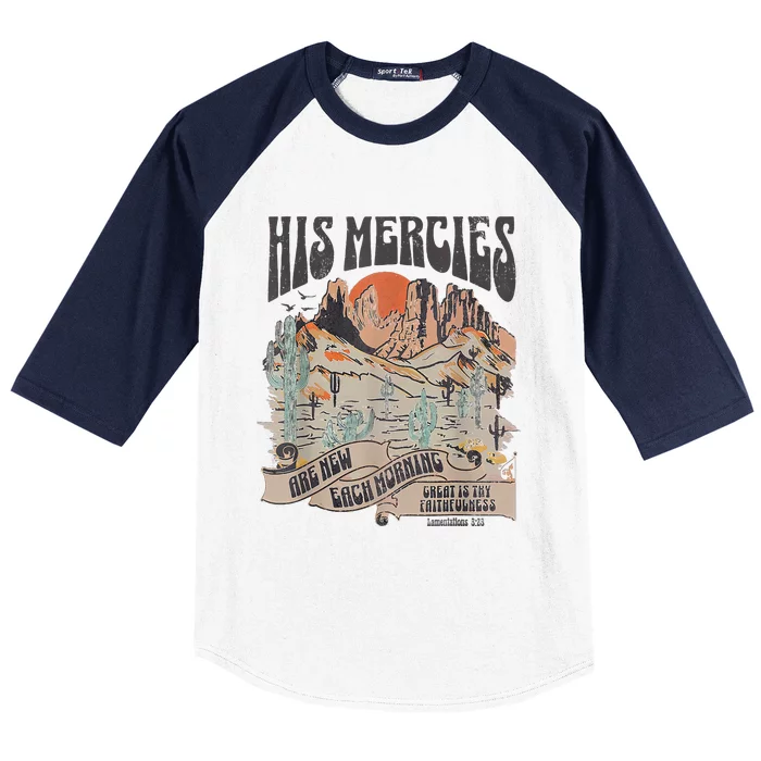 Boho Christian Jesus Faith Based His Mercies Are New Baseball Sleeve Shirt