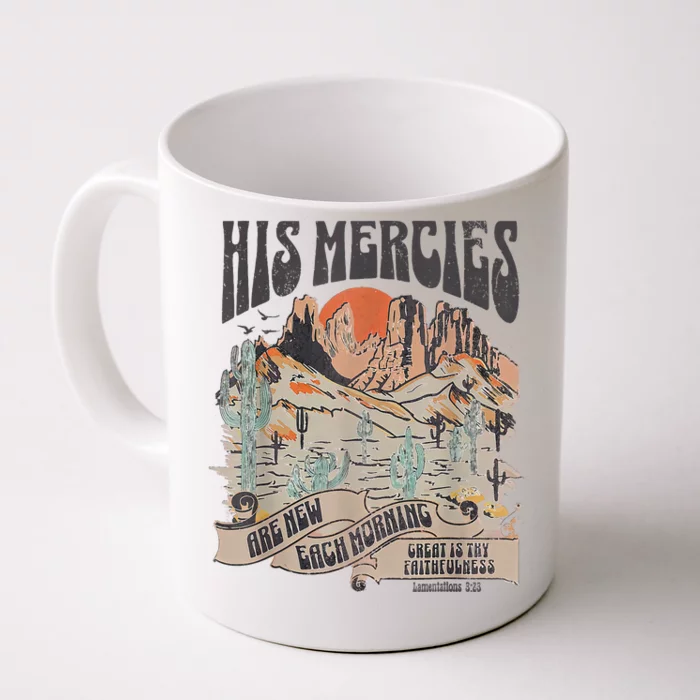 Boho Christian Jesus Faith Based His Mercies Are New Front & Back Coffee Mug