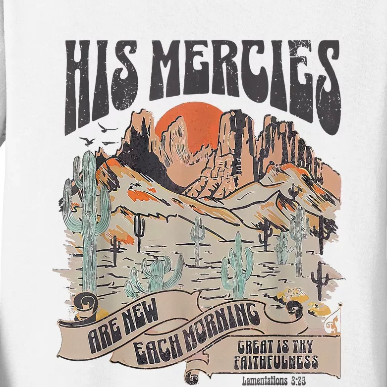 Boho Christian Jesus Faith Based His Mercies Are New Kids Long Sleeve Shirt