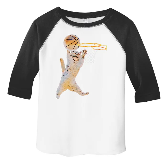 Basketball Cat Jump Shot Funny Cat Sports Fan Pet Lovers Toddler Fine Jersey T-Shirt