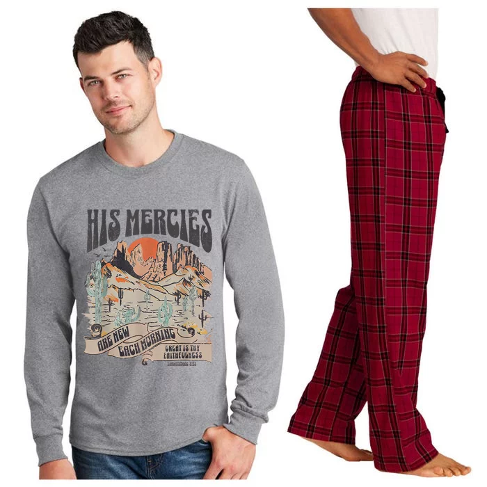 Boho Christian Jesus Faith Based His Mercies Are New Long Sleeve Pajama Set