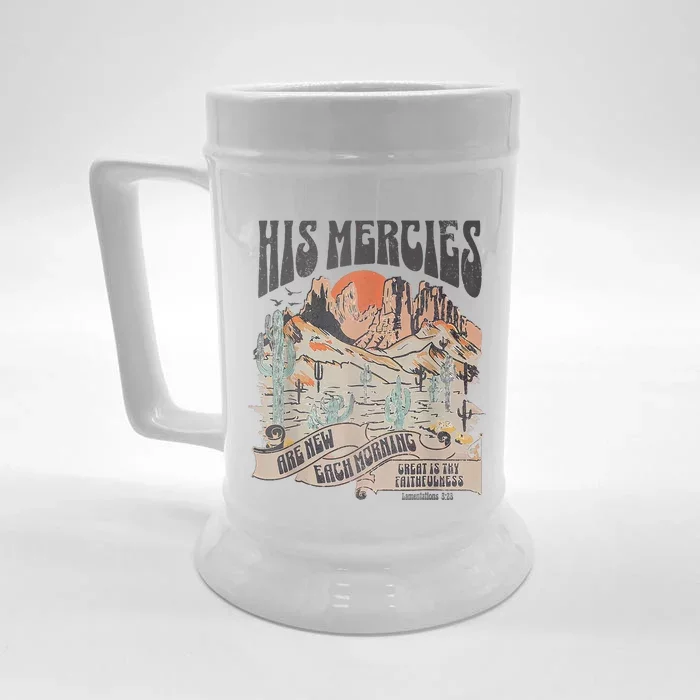 Boho Christian Jesus Faith Based His Mercies Are New Front & Back Beer Stein