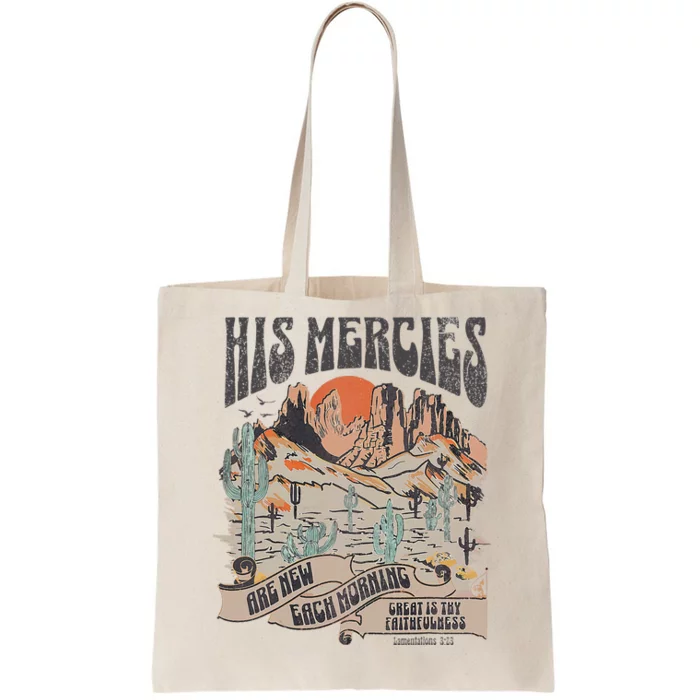 Boho Christian Jesus Apparel Faith Based His Mercies Are New Tote Bag