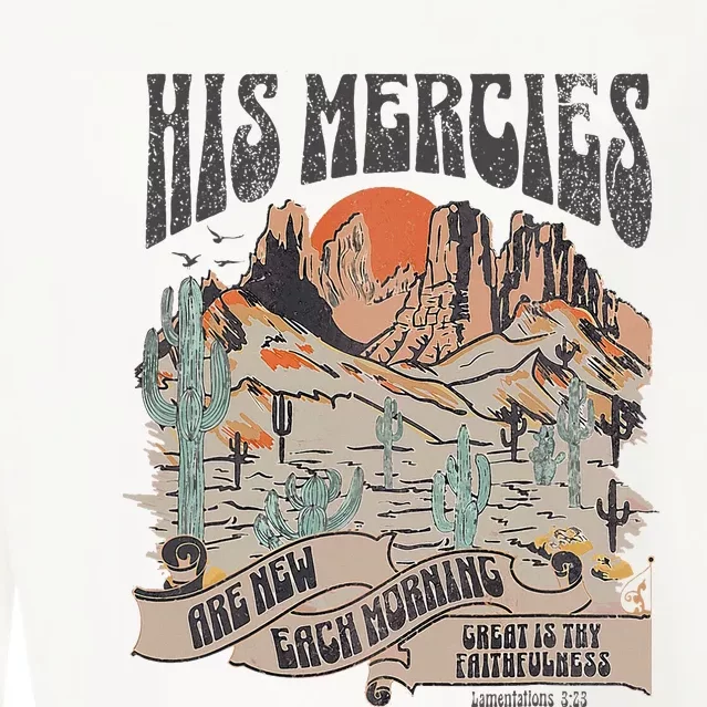 Boho Christian Jesus Apparel Faith Based His Mercies Are New Cropped Pullover Crew