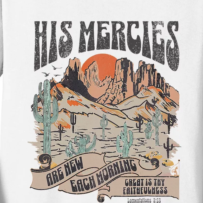 Boho Christian Jesus Apparel Faith Based His Mercies Are New Kids Long Sleeve Shirt