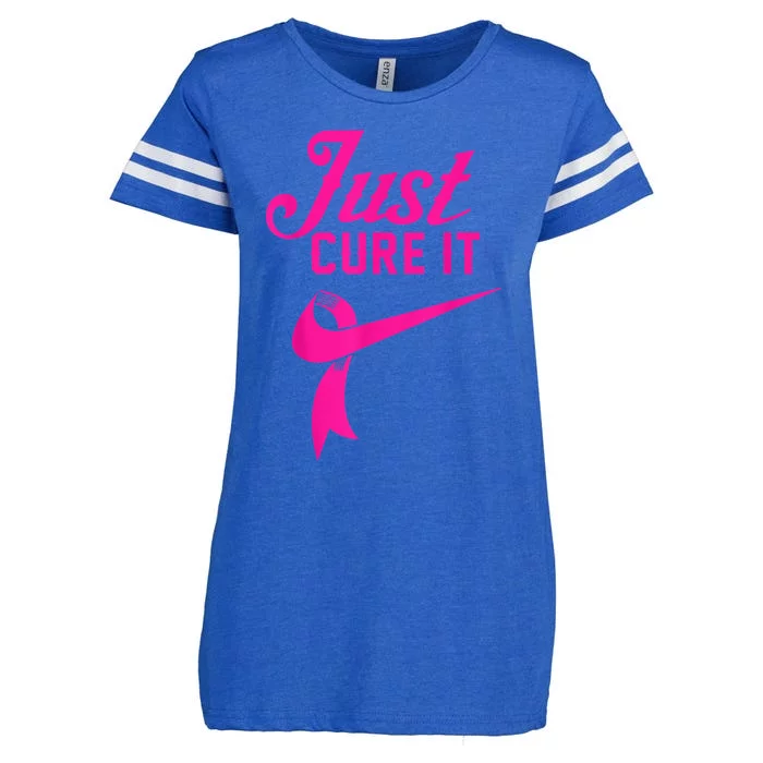 Breast Cancer Just Cure It Enza Ladies Jersey Football T-Shirt