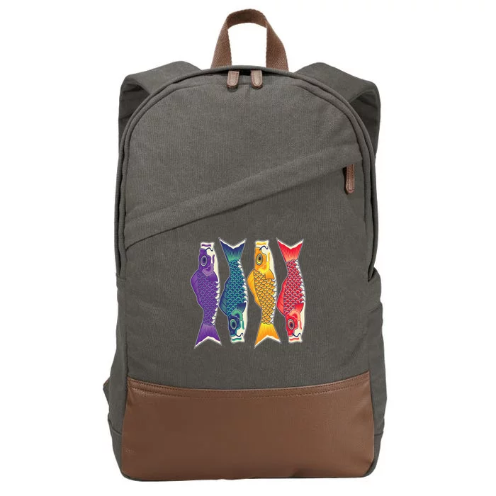 Bright Colorful Japanese Koi Carp Fish Cotton Canvas Backpack