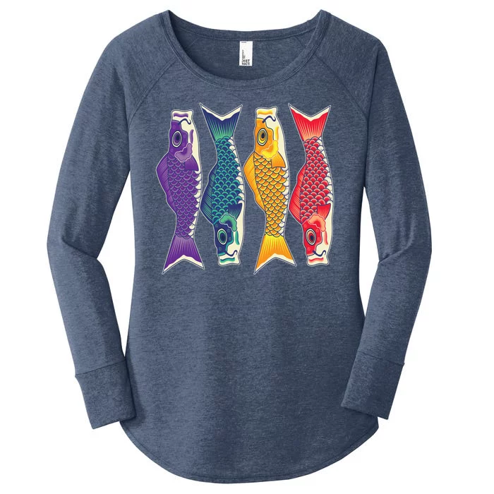 Bright Colorful Japanese Koi Carp Fish Women's Perfect Tri Tunic Long Sleeve Shirt