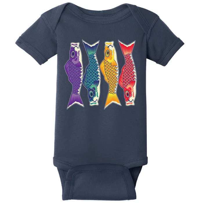 Bright Colorful Japanese Koi Carp Fish Baby Bodysuit