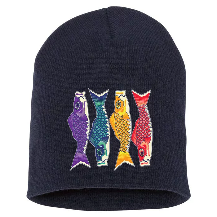 Bright Colorful Japanese Koi Carp Fish Short Acrylic Beanie