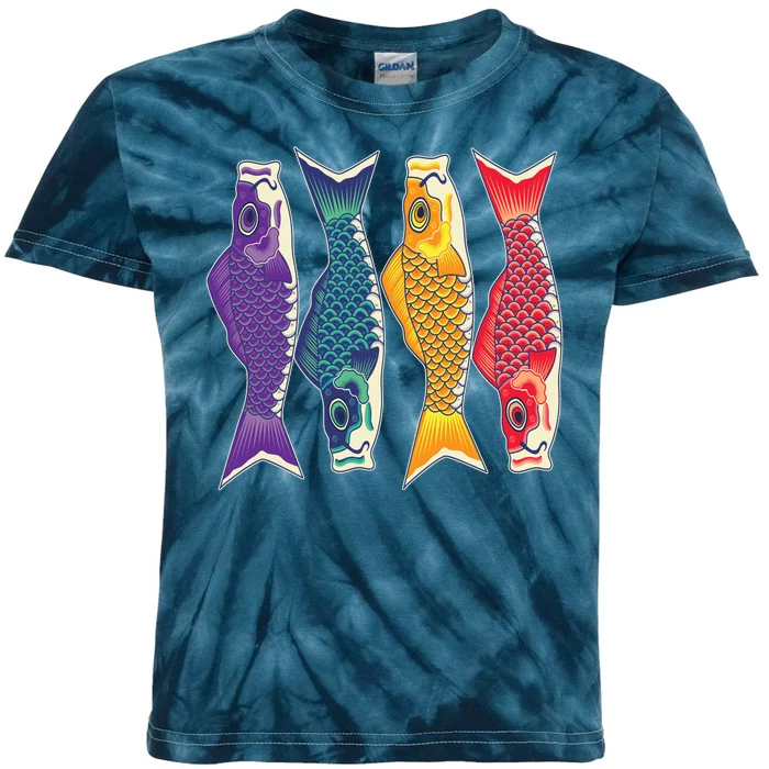 Bright Colorful Japanese Koi Carp Fish Kids Tie-Dye T-Shirt