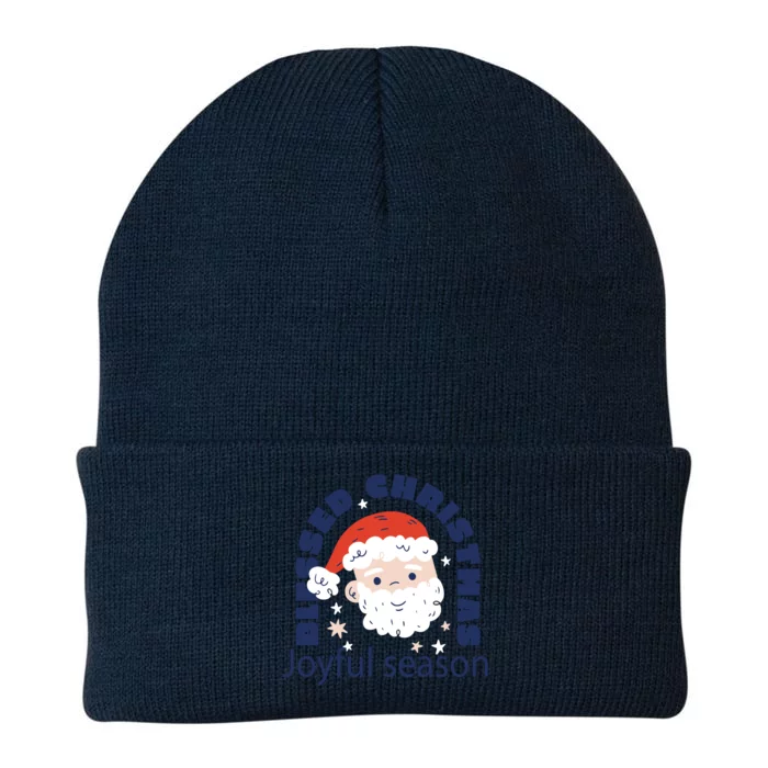 Blessed Christmas Joyful Season Santa Claus Knit Cap Winter Beanie