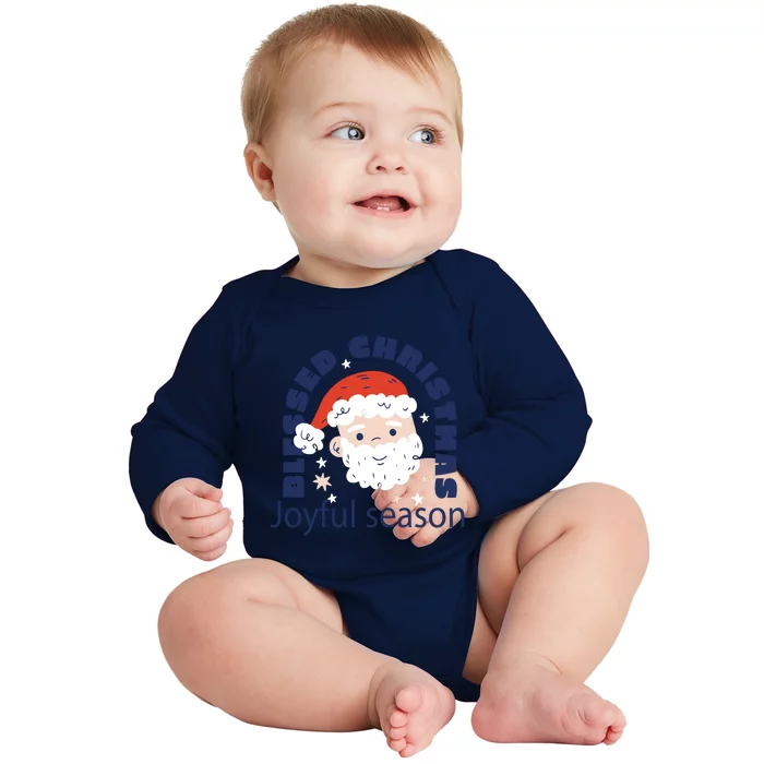 Blessed Christmas Joyful Season Santa Claus Baby Long Sleeve Bodysuit